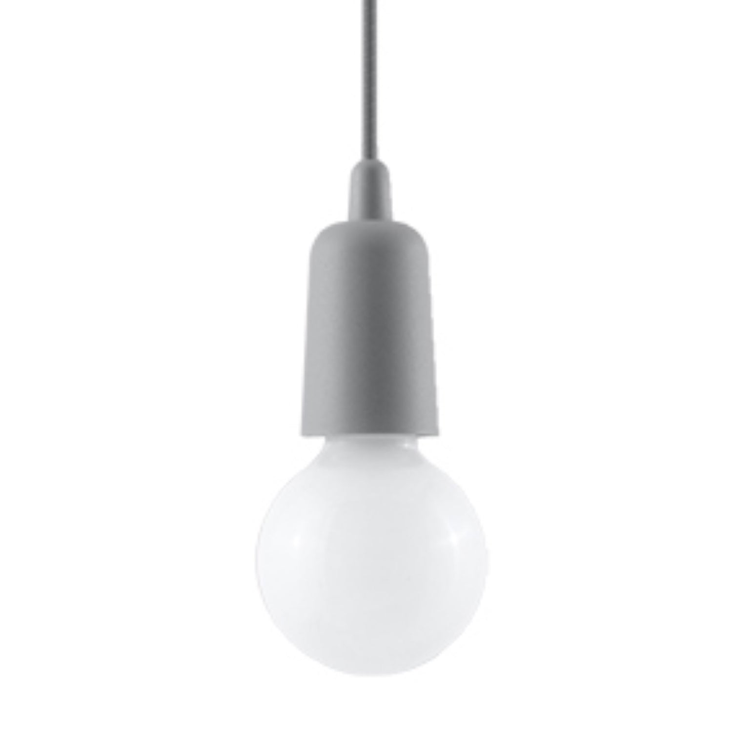 Suspension Diego 1 en gris avec ampoule décorative