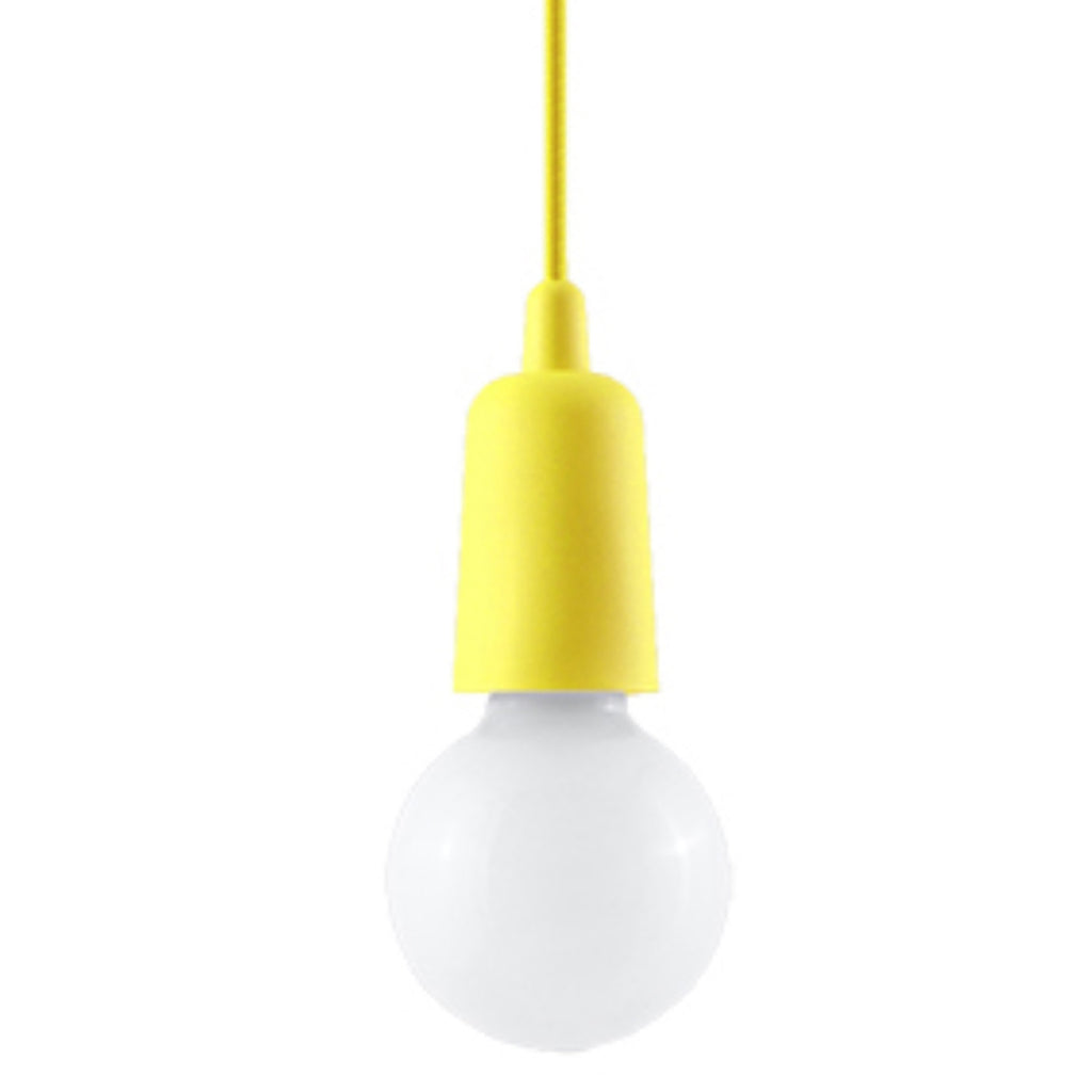 Suspension Diego 1 en jaune avec ampoule décorative