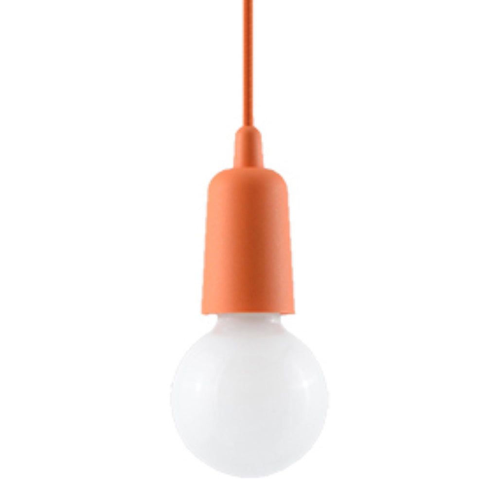 Suspension Diego 1 en orange avec ampoule décorative