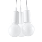 Suspension Diego 3 en blanc, trois ampoules décoratives groupées