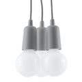 Suspension Diego 3 en gris, trois ampoules décoratives groupées