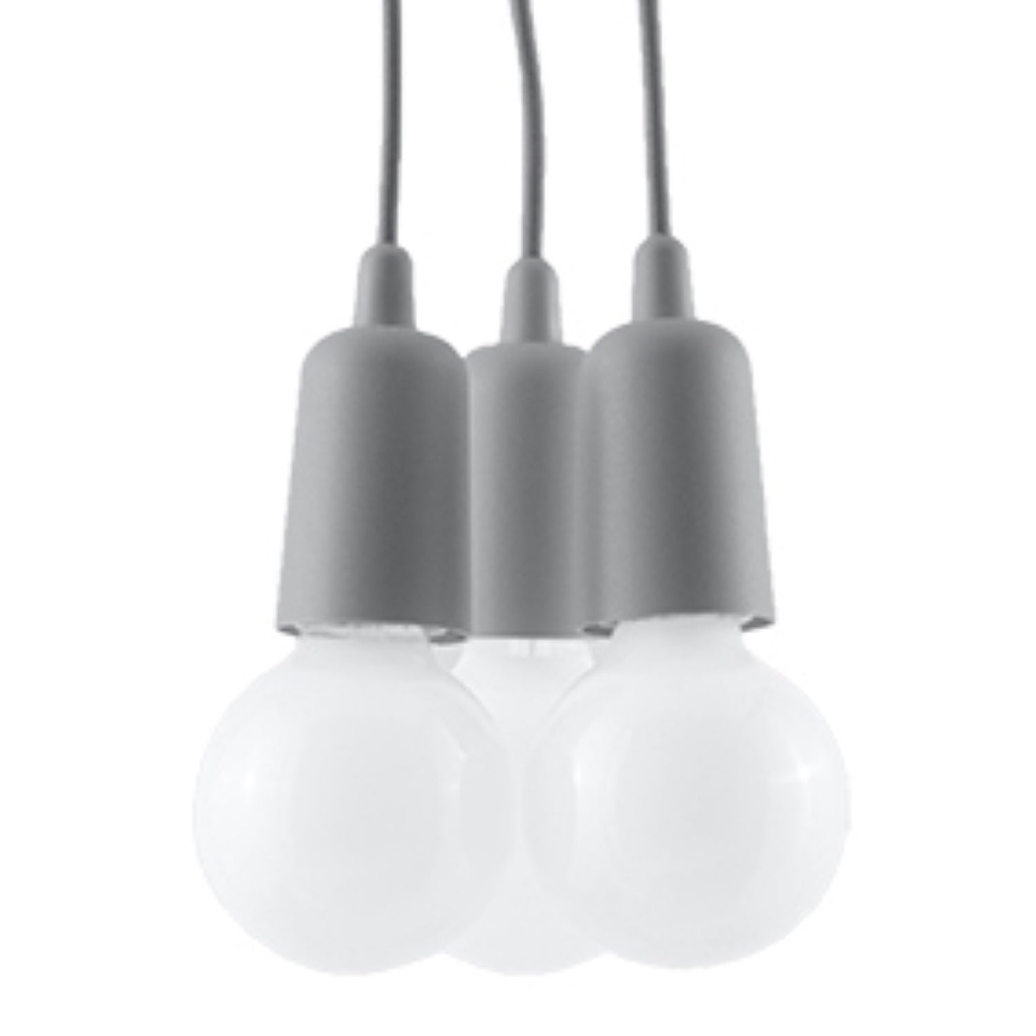 Suspension Diego 3 en gris, trois ampoules décoratives groupées