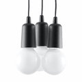 Suspension Diego 3 en noir, trois ampoules décoratives groupées