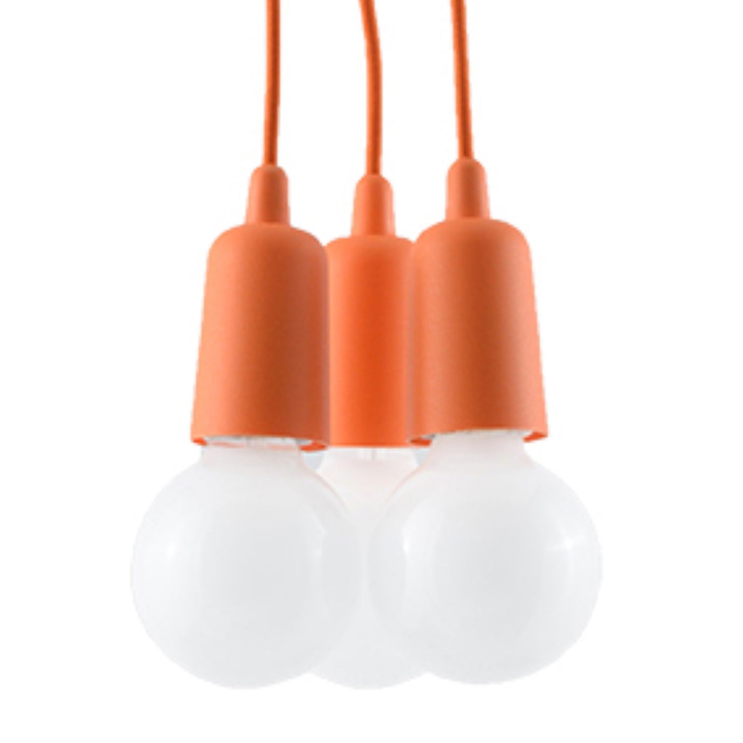 Suspension Diego 3 en orange avec ampoule décorative