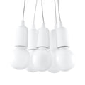 Suspension Diego 5 en blanc, cinq ampoules décoratives groupées