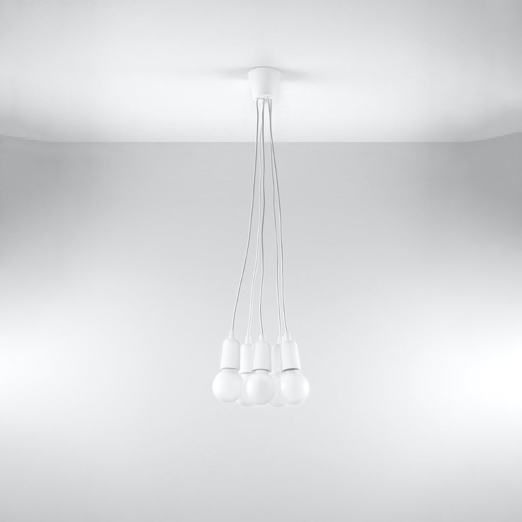 Suspension Diego 5 blanche installée au plafond