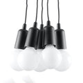 Suspension Diego 5 en noir, cinq ampoules décoratives groupées