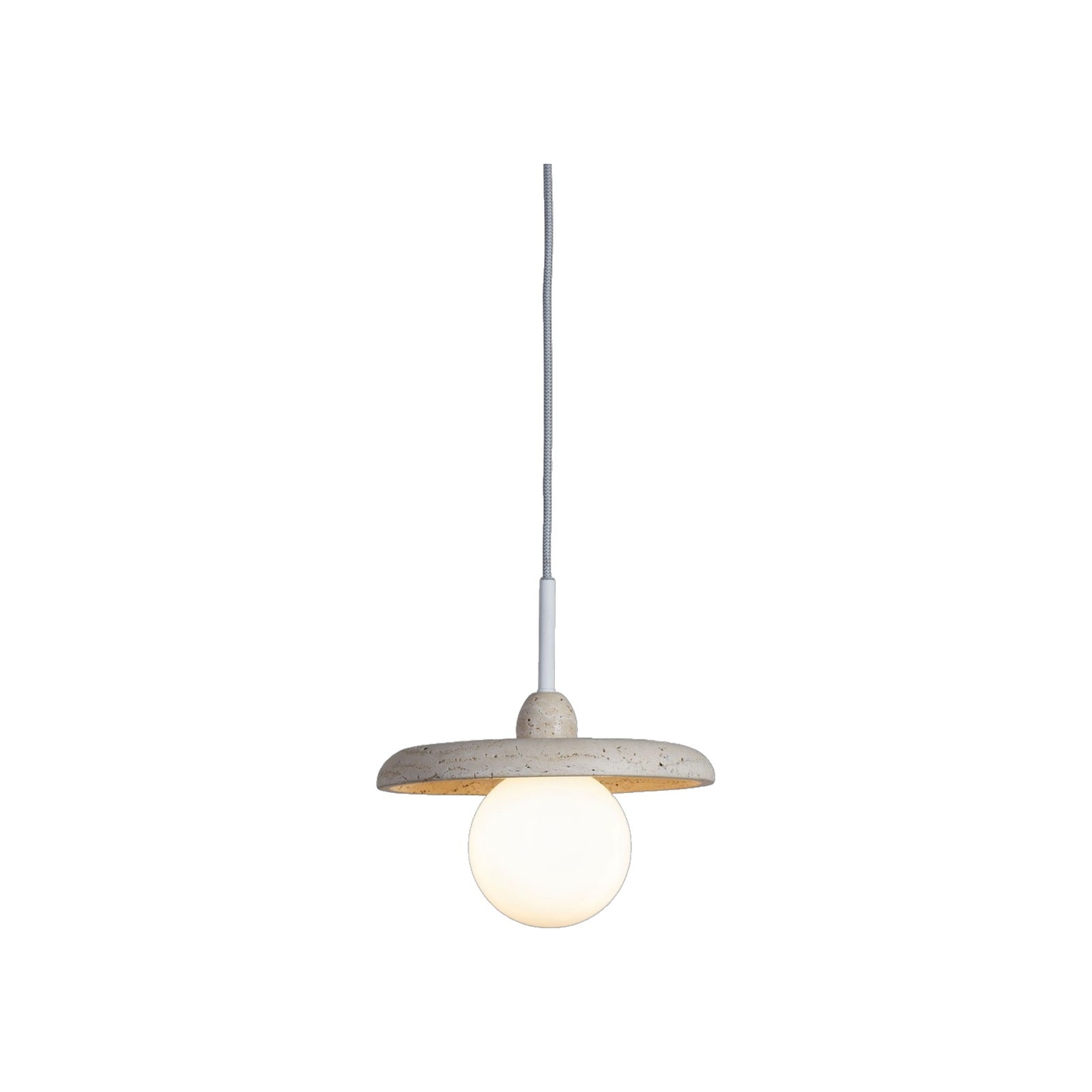 Suspension disque Tivoli travertin et verre blanc 25 cm G9