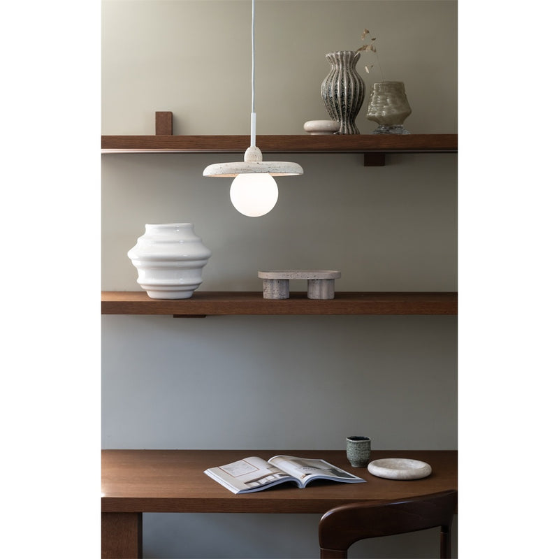 Dimensions Tivoli Hängeleuchte, Scheibe aus Travertin und weißem Glas, 25 cm, G9