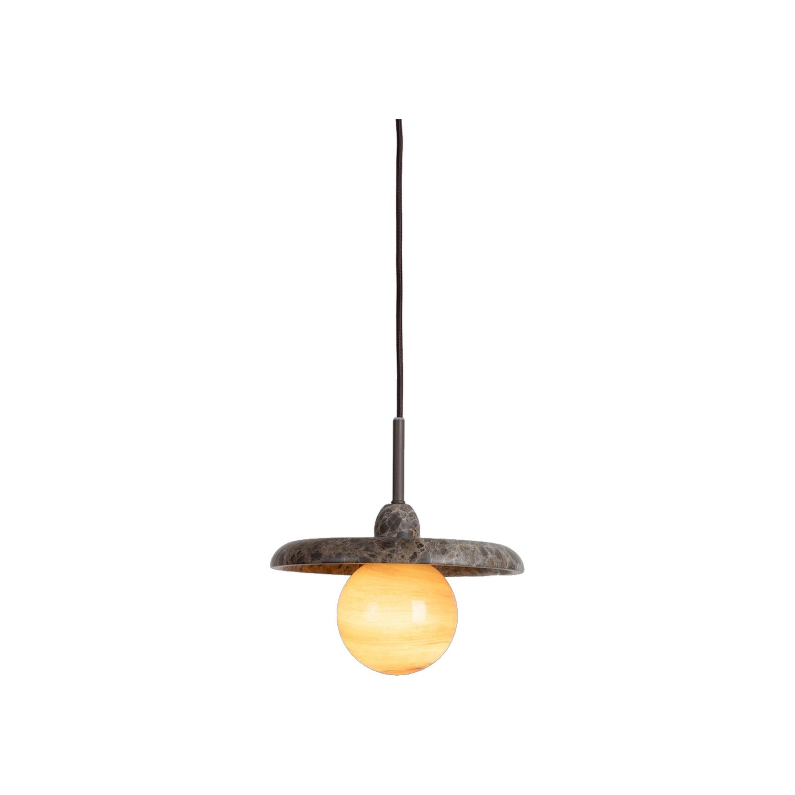 Suspension disque Tivoli travertin et verre brun 25 cm G9