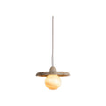 Suspension disque Tivoli travertin et verre sable 25 cm G9