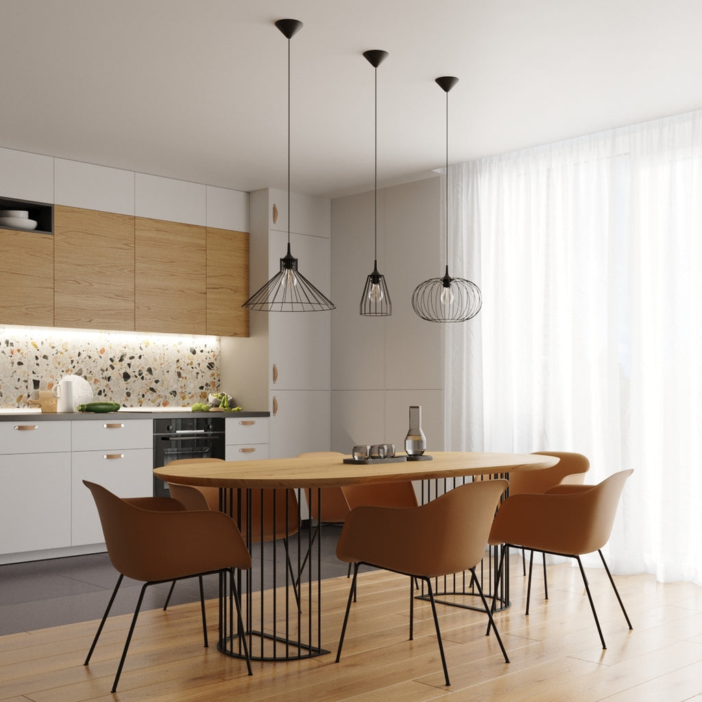 Suspension Eda métal noir E27 en situation dans un intérieur