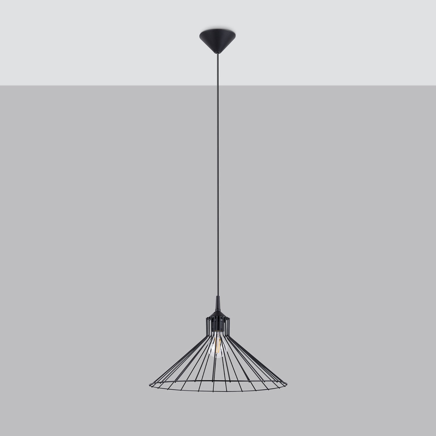 Suspension Eda métal noir E27 de profil