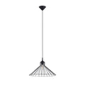 Suspension Eda métal noir E27, abat-jour cage conique en fil d'acier noir, ampoule E27 apparente