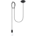 Suspension Edison 1 noire, câble textile drapé et ampoule E27 apparente
