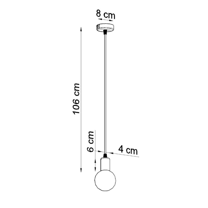 Dimensions Suspension Edison acier noir câble textile E27