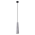 Suspension Electra béton gris GU10, long cône effilé en béton brut gris