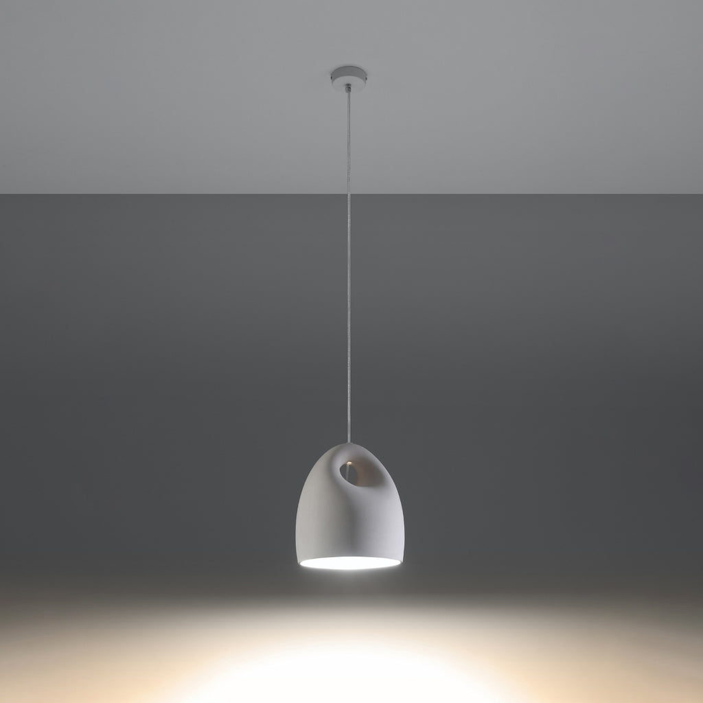 Suspension en céramique Bukano blanche allumée