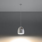 Suspension en céramique Bukano blanche allumée