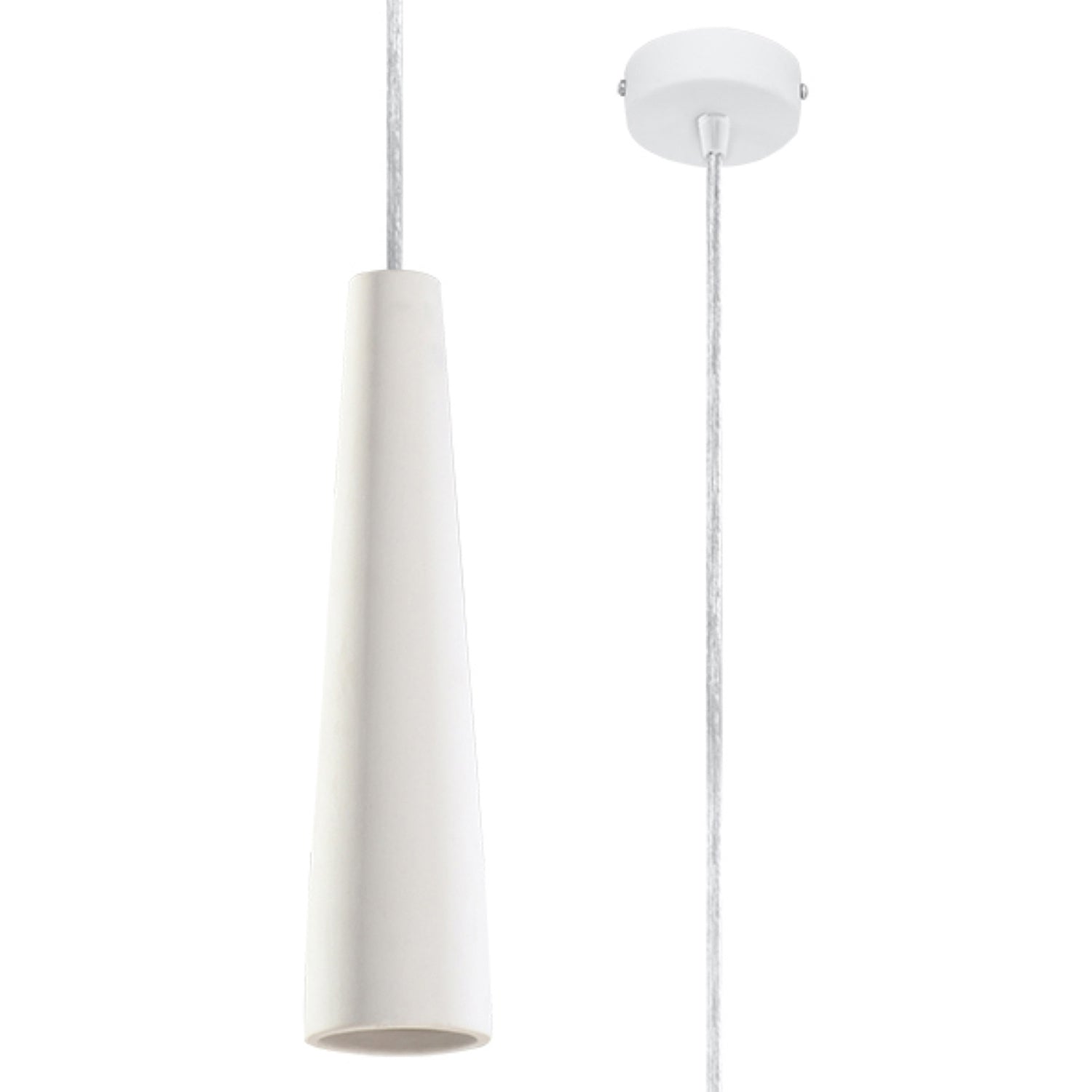 Suspension en céramique Electra blanche, vue de face