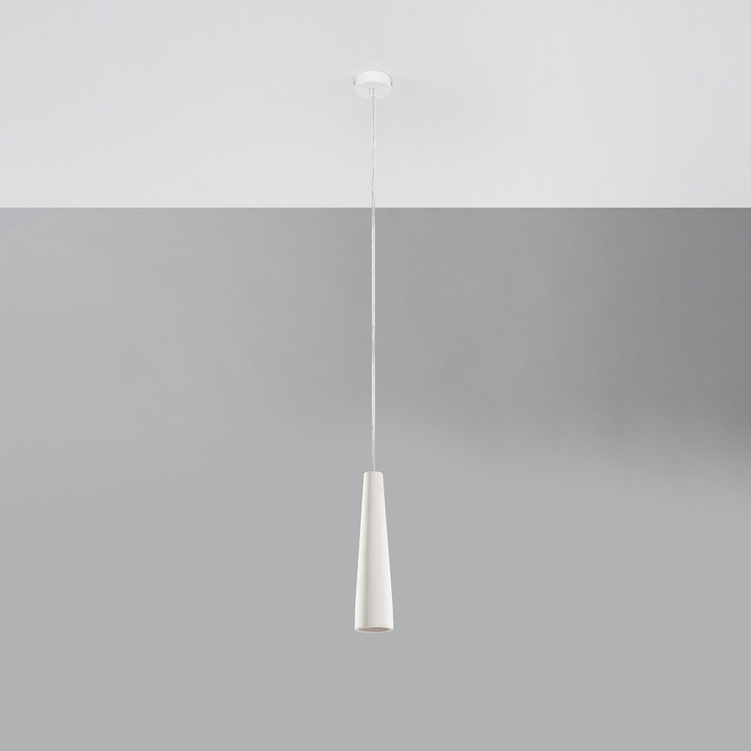 Suspension en céramique Electra blanche, vue de profil