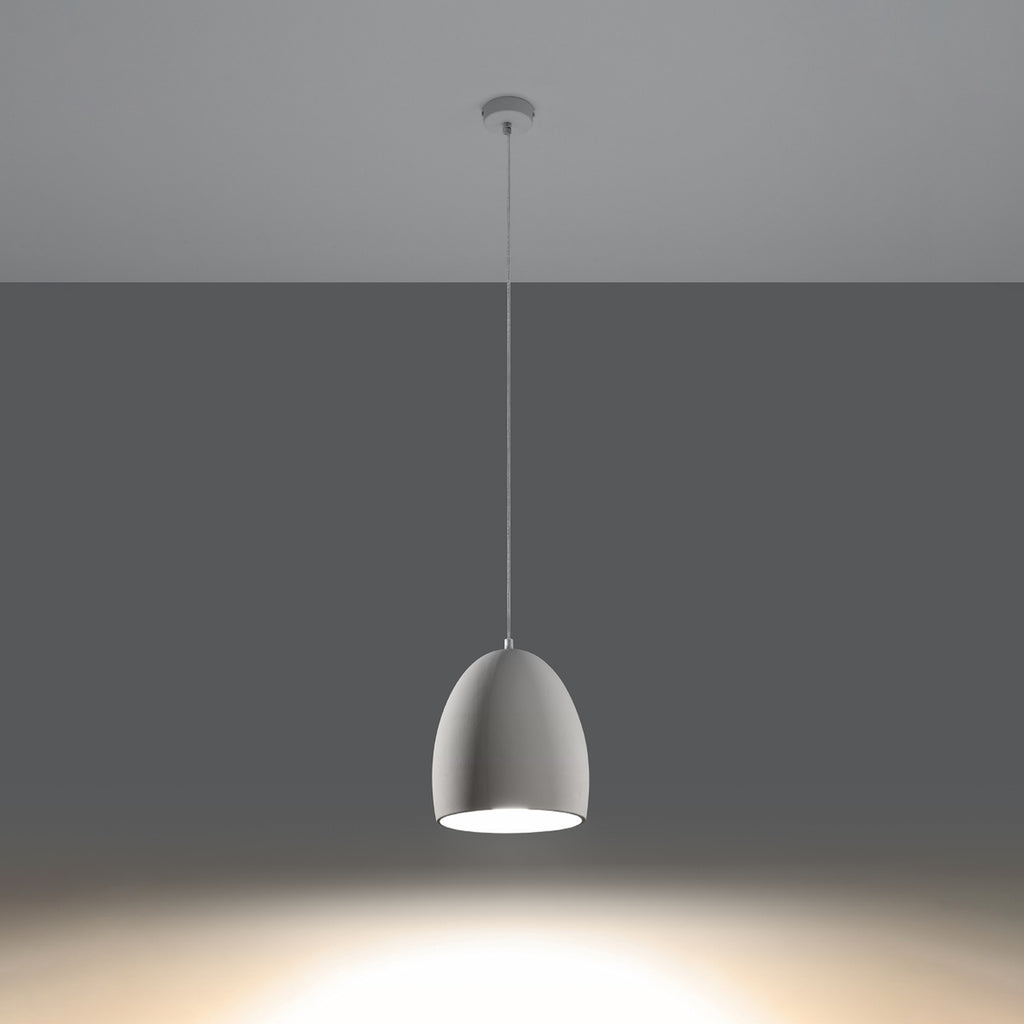 Suspension en céramique Flawiusz blanche allumée