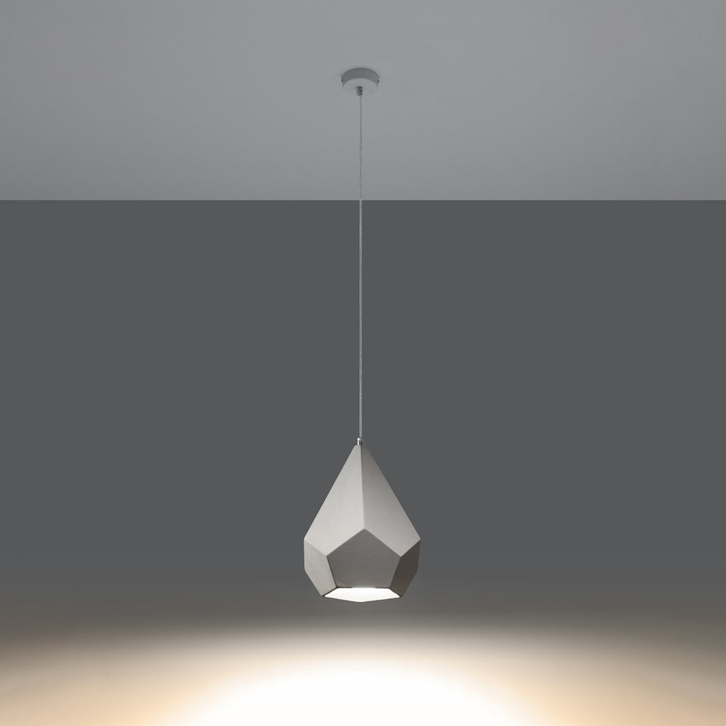 Suspension en céramique Pavlus blanche allumée