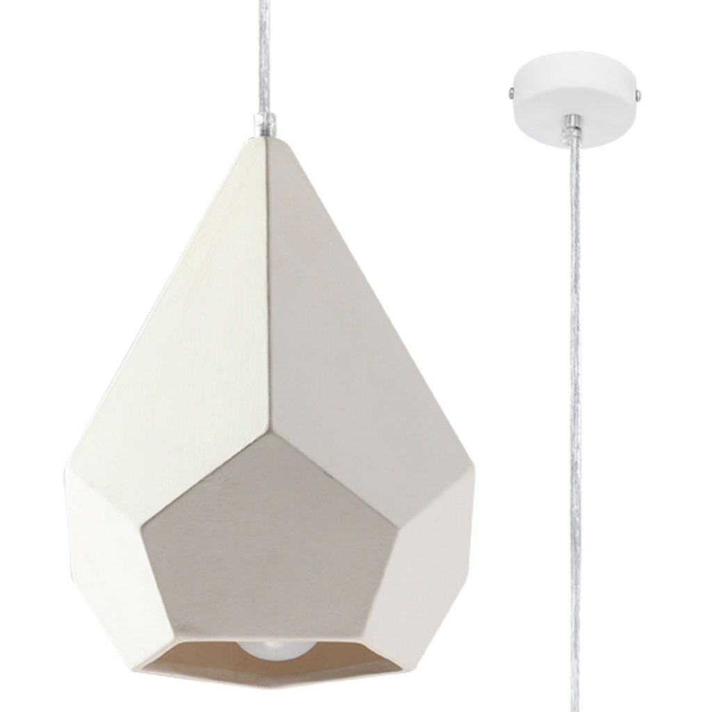 Suspension en céramique Pavlus blanche, vue de face