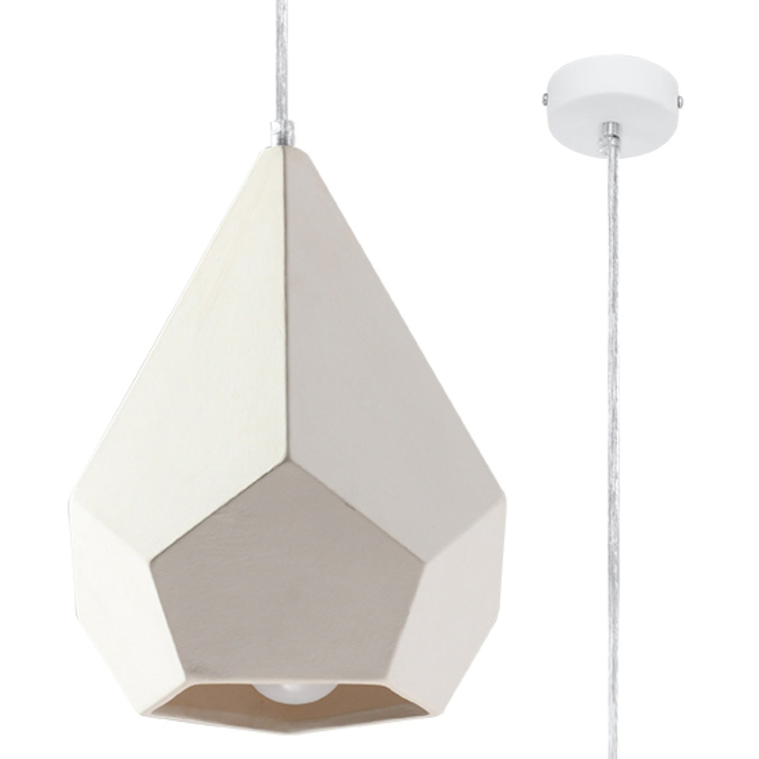 Suspension en céramique Pavlus blanche, vue de face
