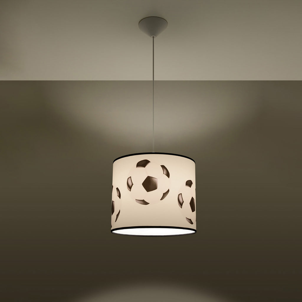 Suspension enfant ballon de foot 30 cm E27 allumée, lumière douce et motif révélé