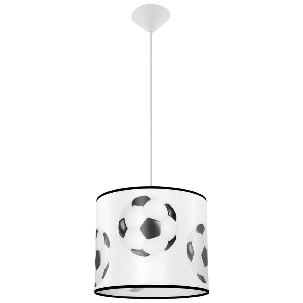 Suspension enfant ballon de foot 30 cm E27, abat-jour tambour en tissu imprimé d'un ballon de football