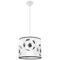 Suspension enfant ballon de foot 30 cm E27, abat-jour tambour en tissu imprimé d'un ballon de football