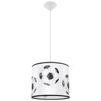 Suspension enfant ballon de foot 30 cm E27, abat-jour tambour en tissu imprimé d'un ballon de football
