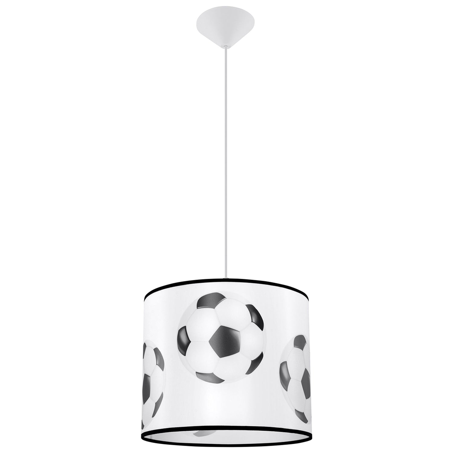 Suspension enfant ballon de foot 30 cm E27, abat-jour tambour en tissu imprimé d'un ballon de football