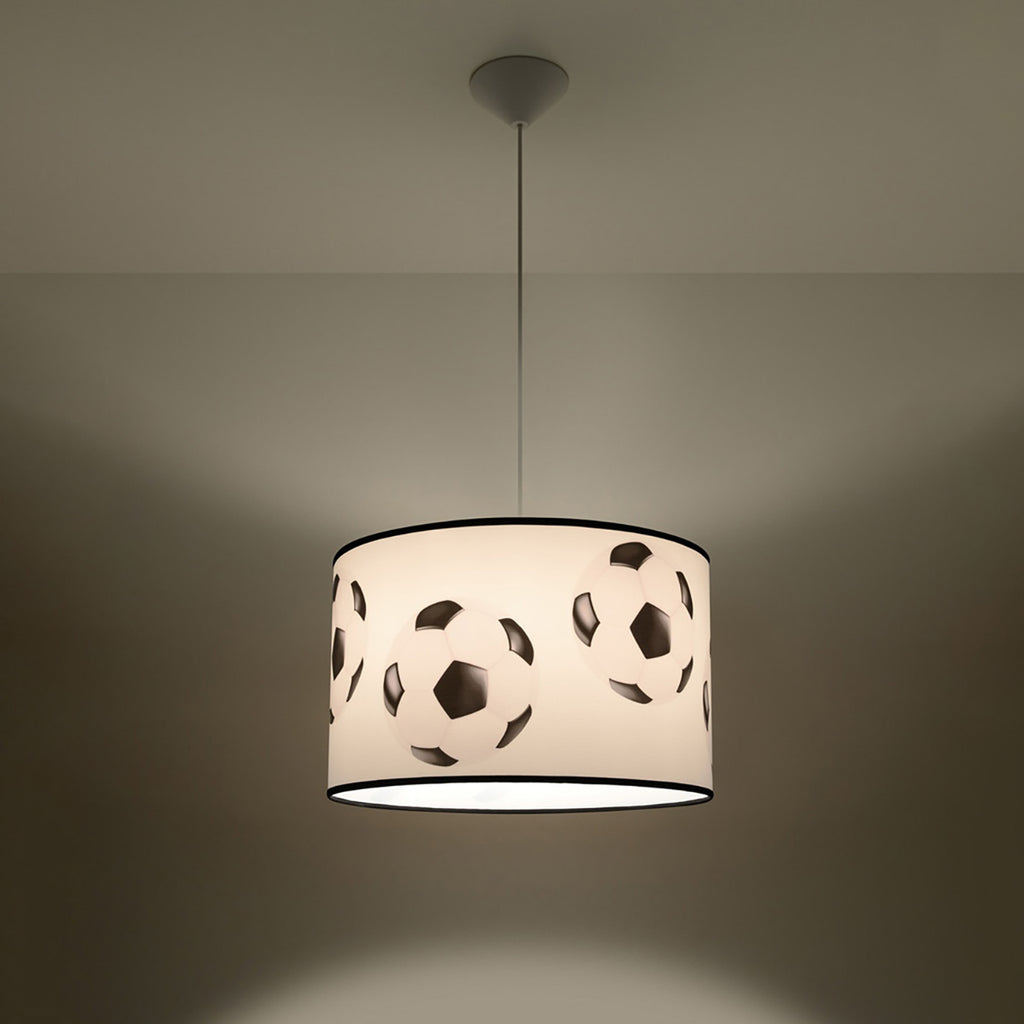 Suspension enfant ballon de foot 40 cm E27 allumée, lumière douce et motif révélé