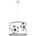 Suspension enfant ballon de foot 40 cm E27, abat-jour tambour en tissu imprimé d'un ballon de football