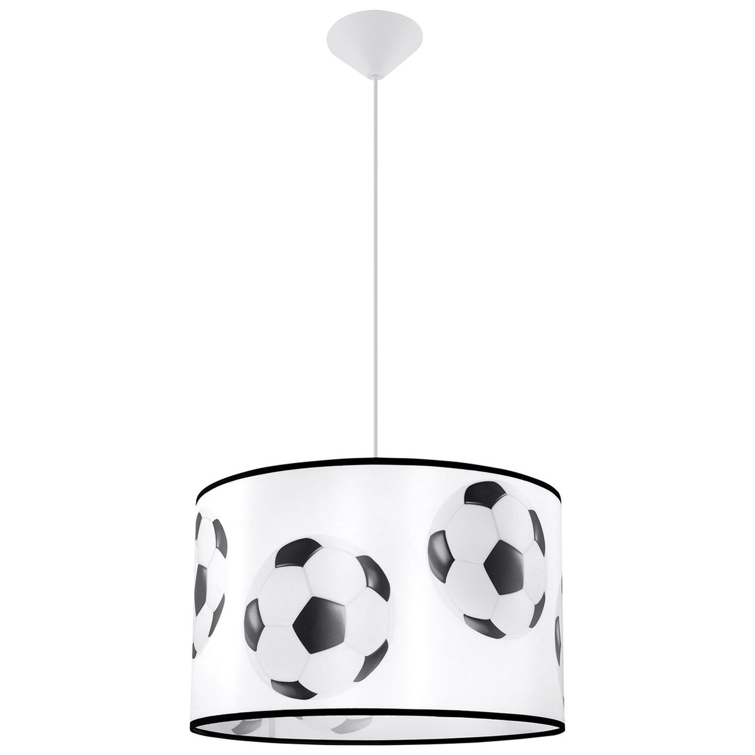Suspension enfant ballon de foot 40 cm E27, abat-jour tambour en tissu imprimé d'un ballon de football