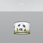 Suspension enfant ballon de foot sur herbe 40 cm E27 de profil