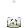 Suspension enfant ballon de foot sur herbe 40 cm E27, abat-jour tambour en tissu imprimé d'un ballon de football sur la pelouse