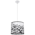 Suspension enfant ballons de foot 30 cm E27, abat-jour tambour en tissu imprimé d'une multitude de ballons de football