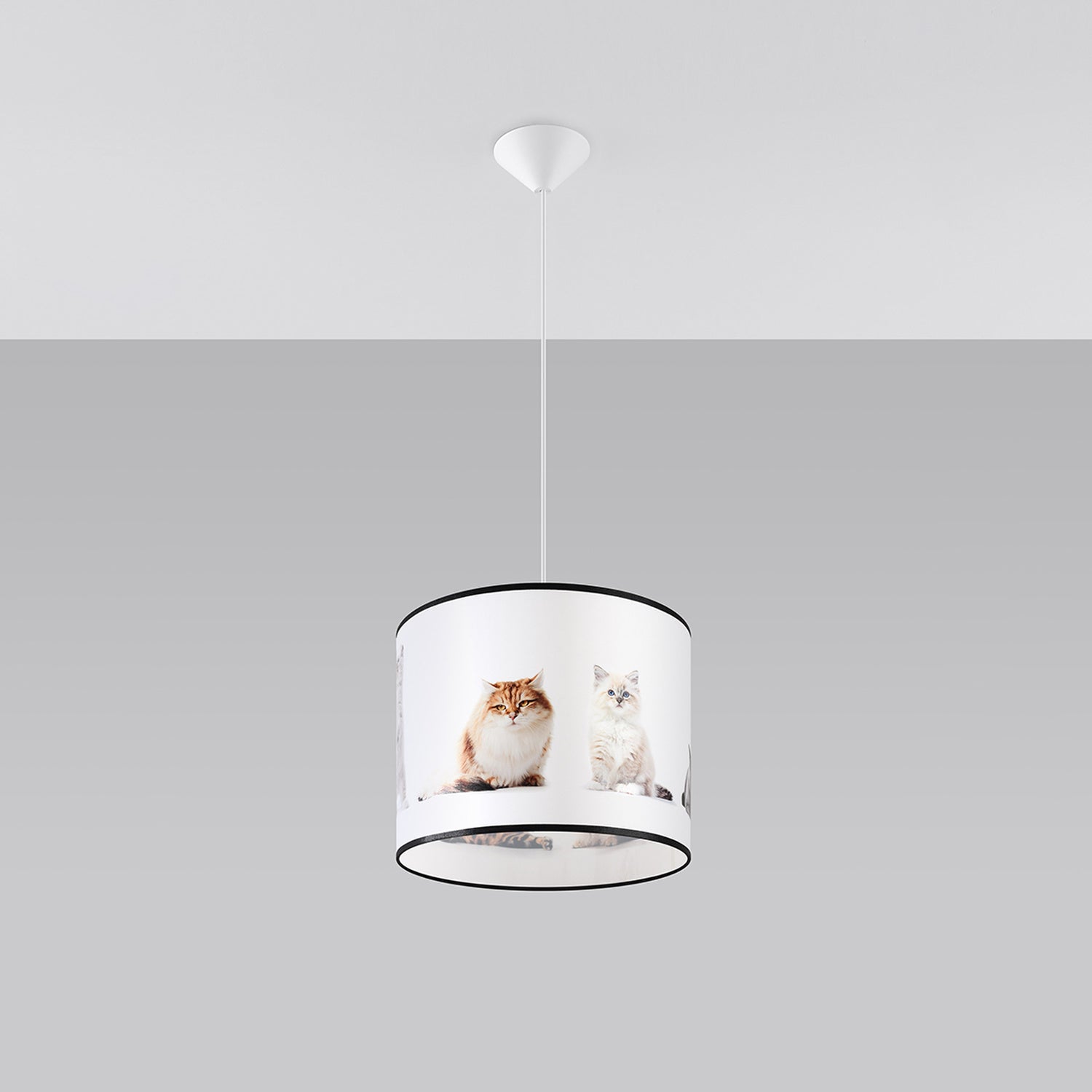 Suspension enfant chatons 30 cm E27 de profil