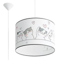 Suspension enfant chats 40 cm E27, abat-jour tambour en tissu imprimé de chats et de petits cœurs