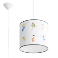 Suspension enfant fées 30 cm E27, abat-jour tambour en tissu imprimé de petites fées ailées