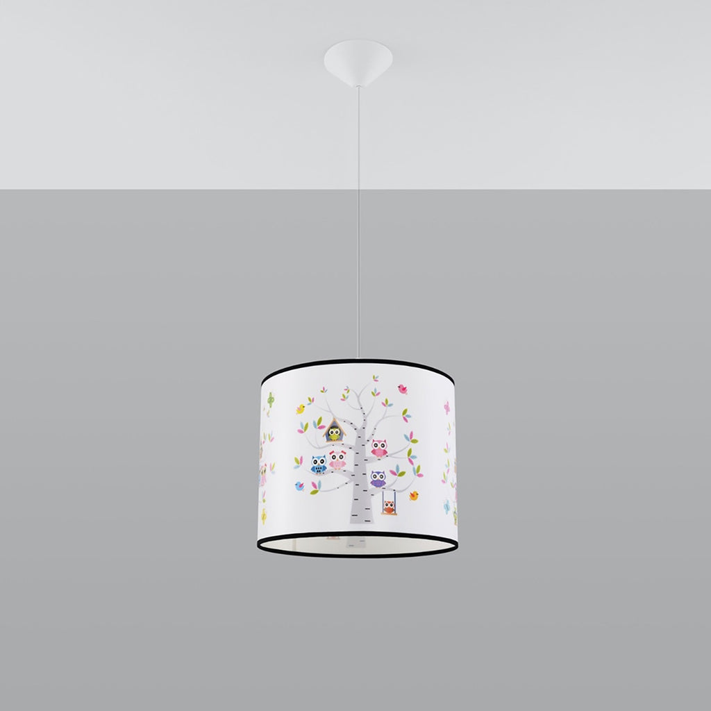 Suspension enfant hiboux 30 cm E27 de profil