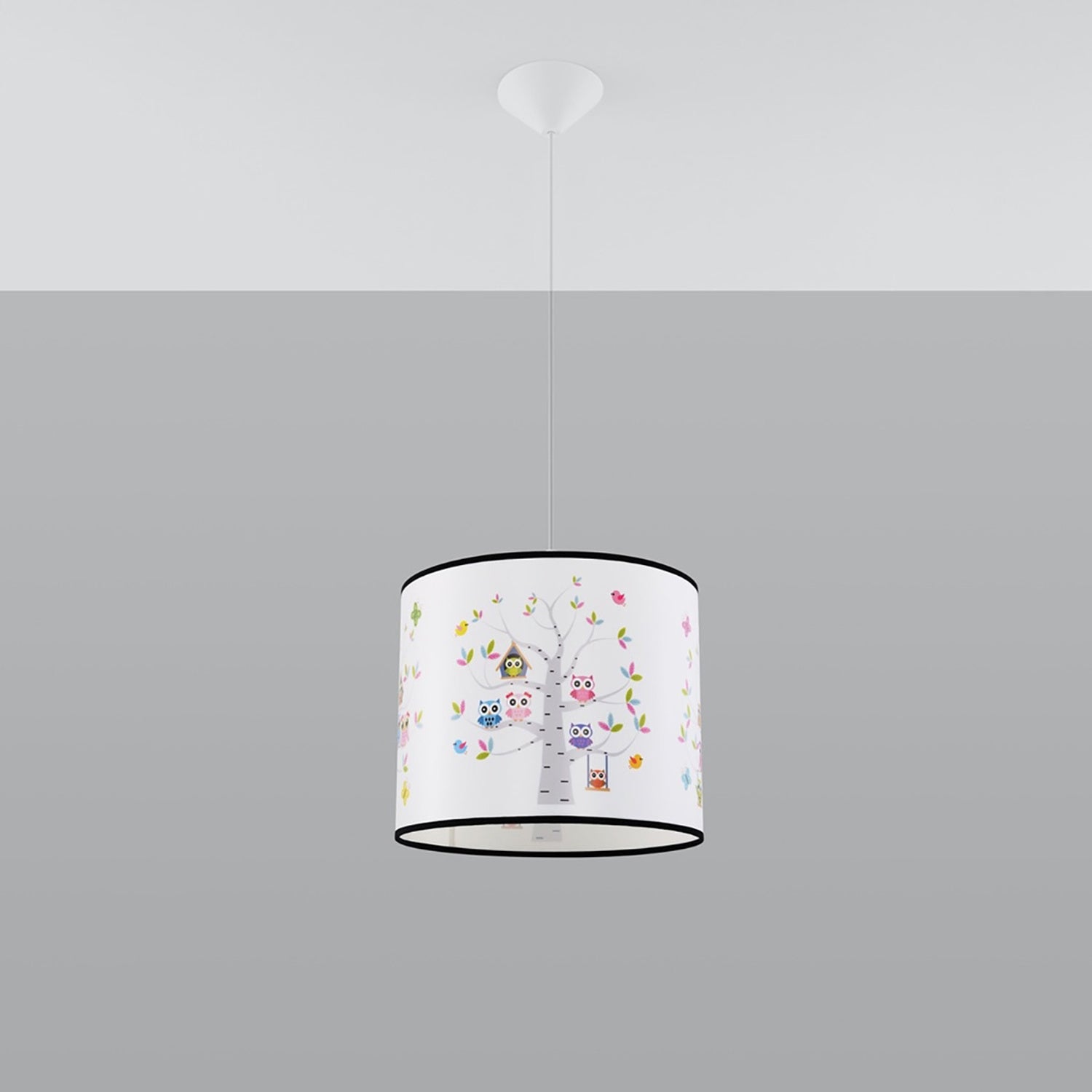 Suspension enfant hiboux 30 cm E27 de profil