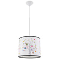 Suspension enfant hiboux 30 cm E27, abat-jour tambour en tissu imprimé de hiboux colorés perchés dans un arbre