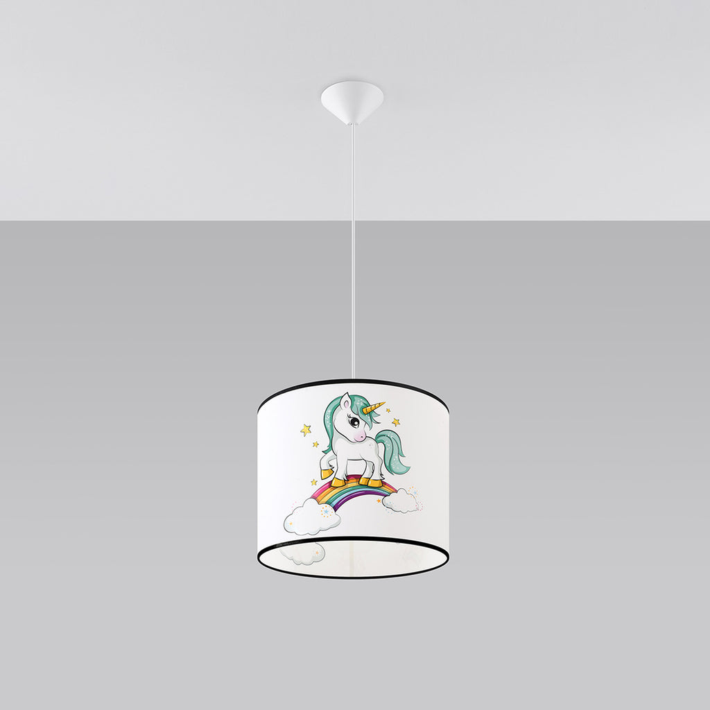 Suspension enfant licorne 30 cm E27 de profil