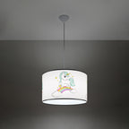 Suspension enfant licorne 40 cm E27 allumée, lumière douce et motif révélé