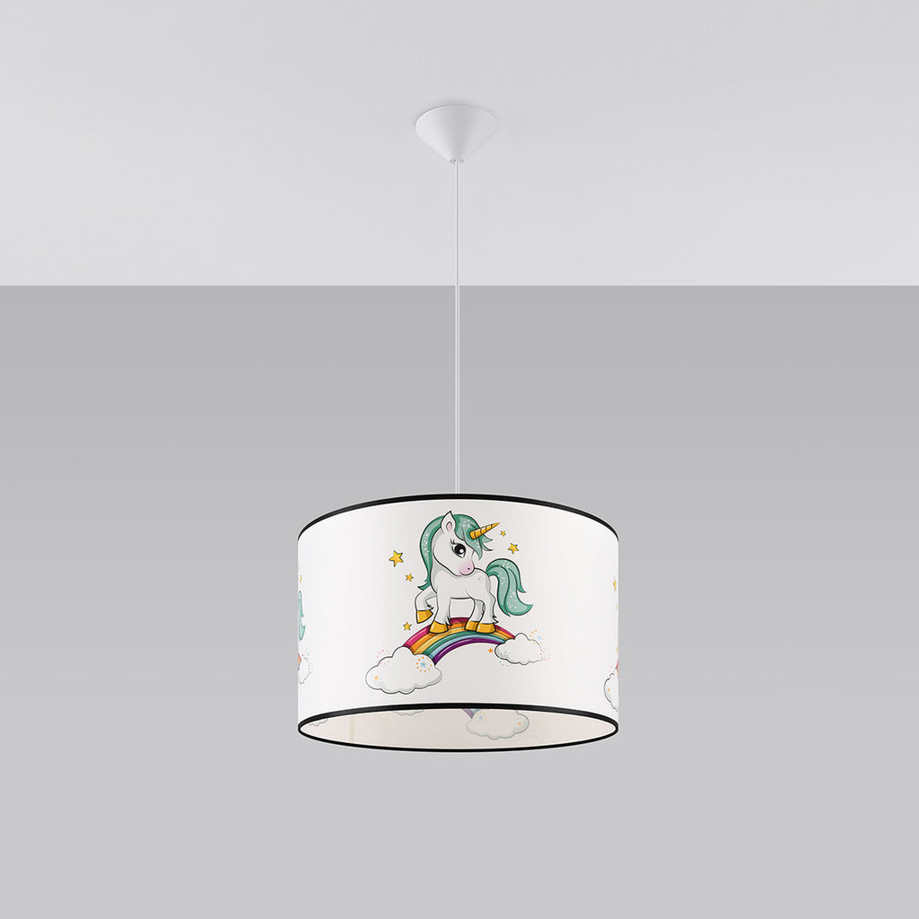 Suspension enfant licorne 40 cm E27 de profil