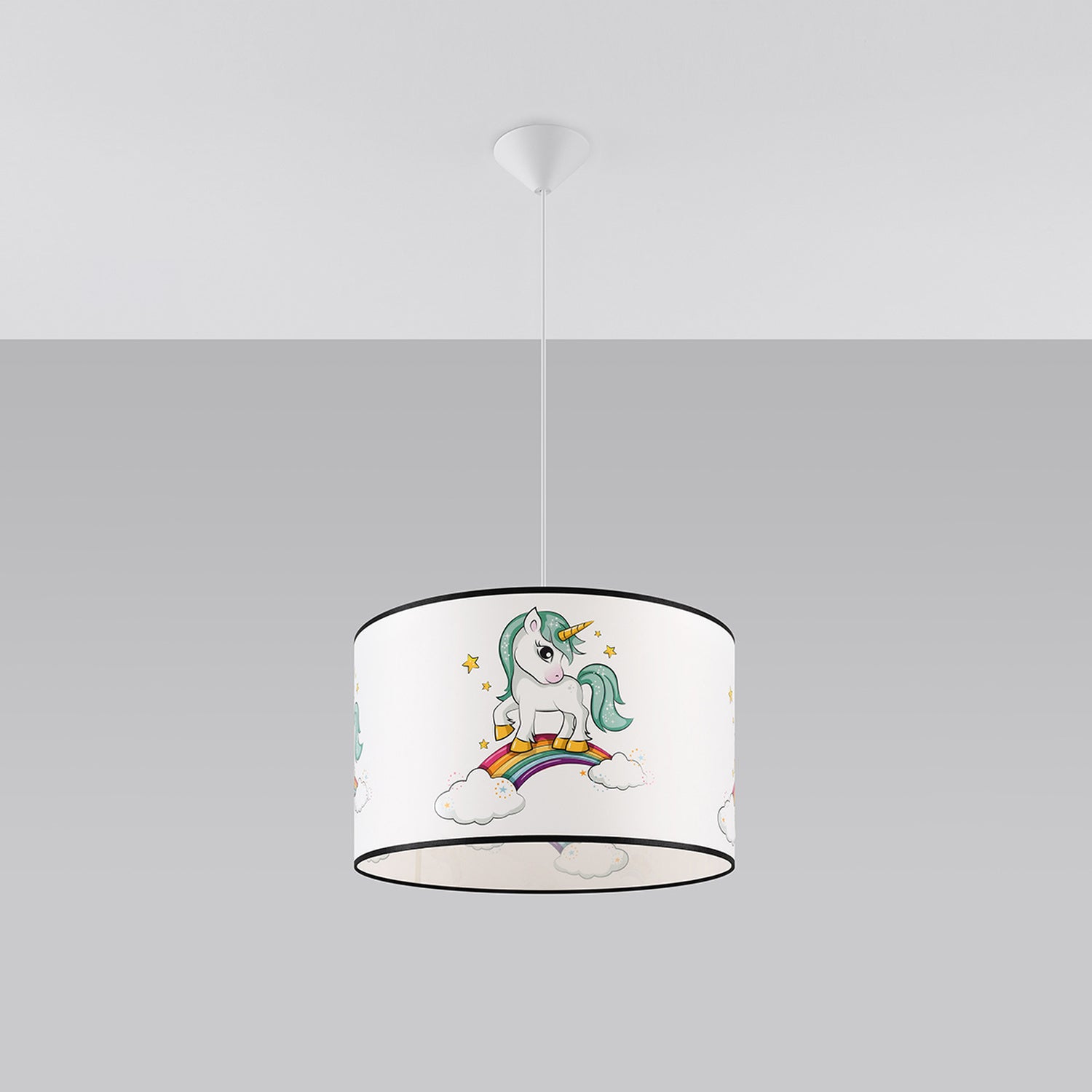 Suspension enfant licorne 40 cm E27 de profil